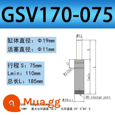 Khuôn ô tô TUGSK R12 GSV Nitơ/Lò xo khí Xi lanh Nitơ /K/X/U Lò xo khí dập - 170-075