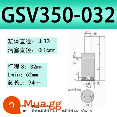 Khuôn ô tô TUGSK R12 GSV Nitơ/Lò xo khí Xi lanh Nitơ /K/X/U Lò xo khí dập - Xám 350-032