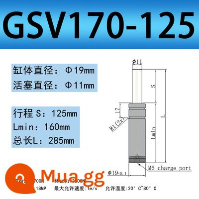 Khuôn ô tô TUGSK R12 GSV Nitơ/Lò xo khí Xi lanh Nitơ /K/X/U Lò xo khí dập - 170-0125