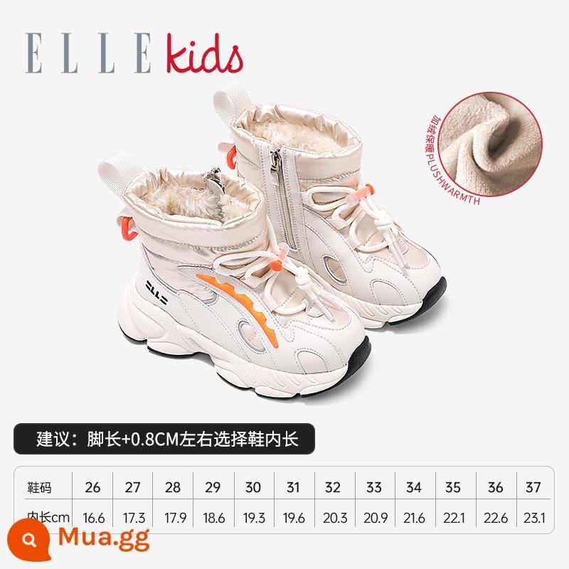 Giày Trẻ Em ELLEkids Giày Trẻ Em Cotton Lớn Mùa Đông Plus Nhung Dày Dặn Bé Trai Ủng Cotton Chống Thấm Nước Ấm Bé Gái Ủng Đi Tuyết - Be