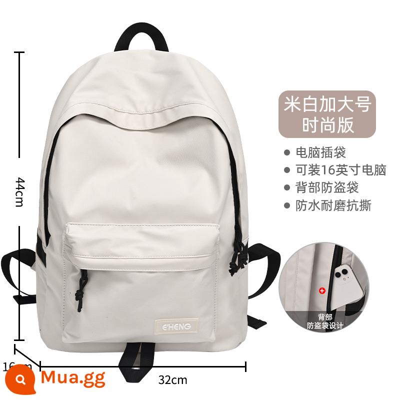 Schoolbags Trường Trung Học Cơ Sở Nữ Sinh Trung Học Ba Lô Du Lịch Dung Tích Lớn Sinh Viên Đại Học 2023 Mới Nhẹ Đơn Giản Ba Lô - Nhãn lớn màu trắng nhạt