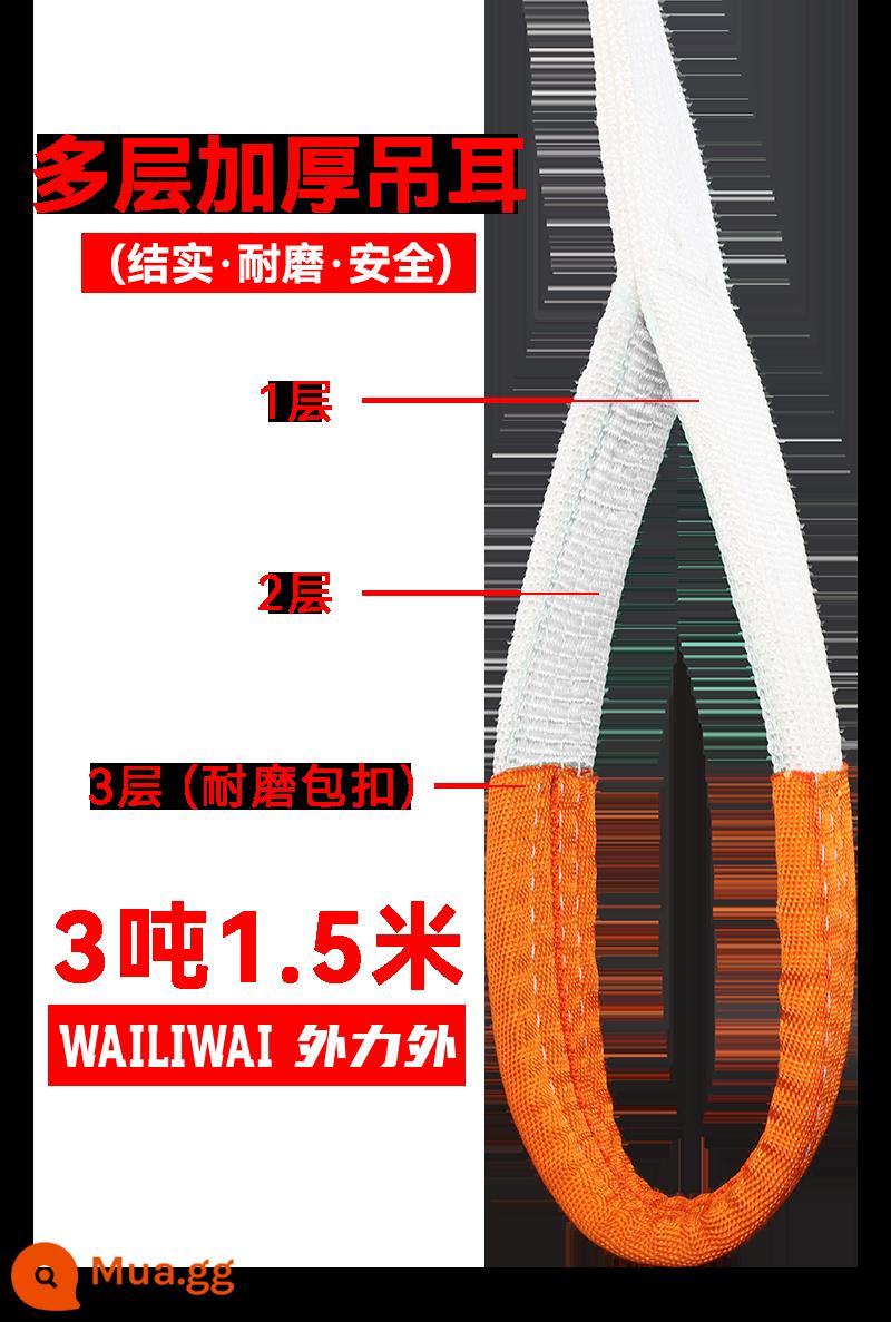 Đai nâng nâng bên ngoài cần cẩu du lịch phẳng màu trắng sling công nghiệp 5 tấn 2/3/4/6/10 mét - Model nâng cấp [3 tấn 1,5 mét] rộng 6 cm ●Chống mài mòn [vấu nâng dày]