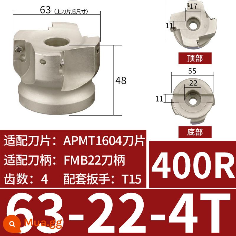 400r góc phải mặt dao phay đĩa 90 độ trung tâm gia công CNC TAP/RAP series 50 dao phay đĩa 63R0.8 - 400R-Đường kính 63 lỗ bên trong 22-4T