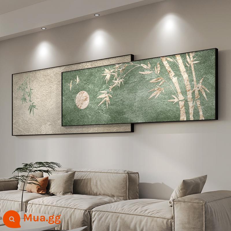 Wabi sabi gió phong cách Trung Hoa mới bằng tre trang trí phòng khách sơn sofa nền tường treo tranh phòng ngủ đầu giường đơn giản lớp phủ bức tranh tường - Khám phá mặt trăng Bixu A