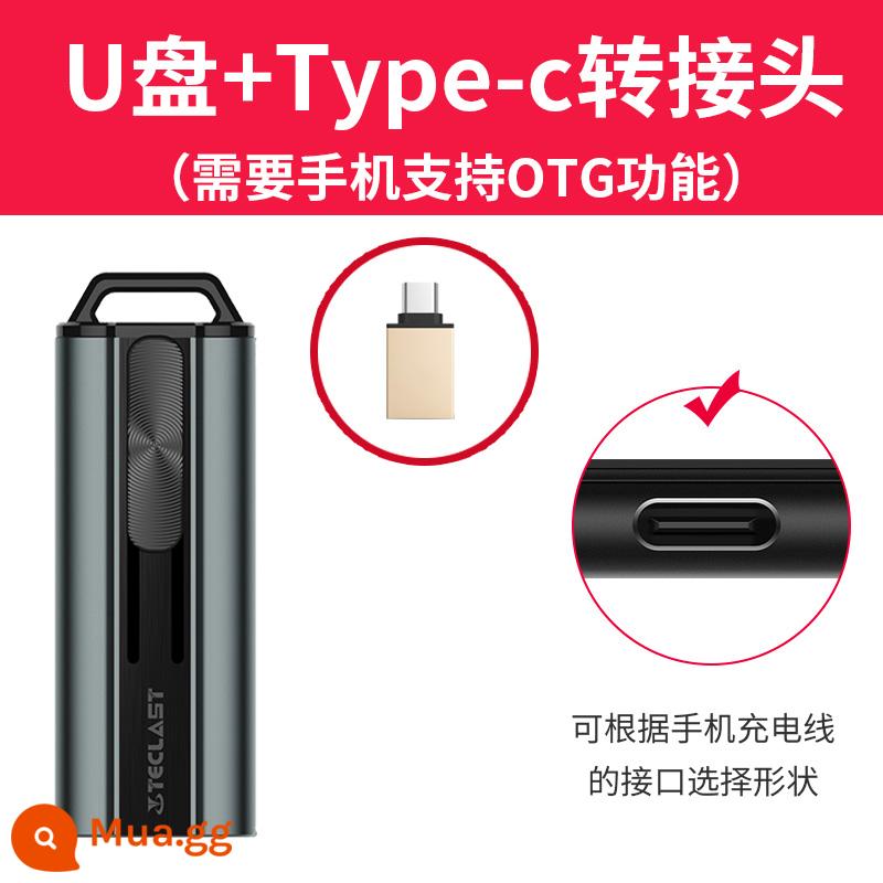 Ổ đĩa flash Taipower Fengmang 64g 3.0 Máy tính Android sử dụng kép USB chống thấm nước trên xe hơi Đĩa U có nghĩa là ổ đĩa flash USB tốc độ cao - Bộ chuyển đổi Space Gray+Type-c