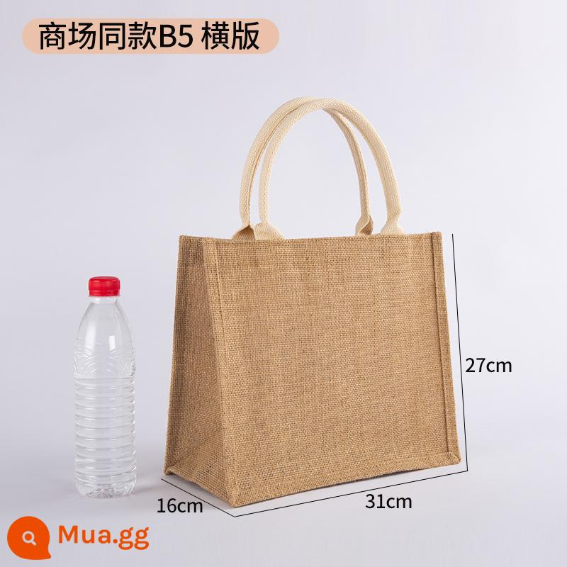 Túi vải lanh tùy chỉnh vải lanh cotton cây ma hoàng túi tote chuyển đổi tay mang theo bảo vệ môi trường công suất lớn bento túi vải túi - Muji cùng kiểu dáng B5 31x27x16cm phiên bản ngang