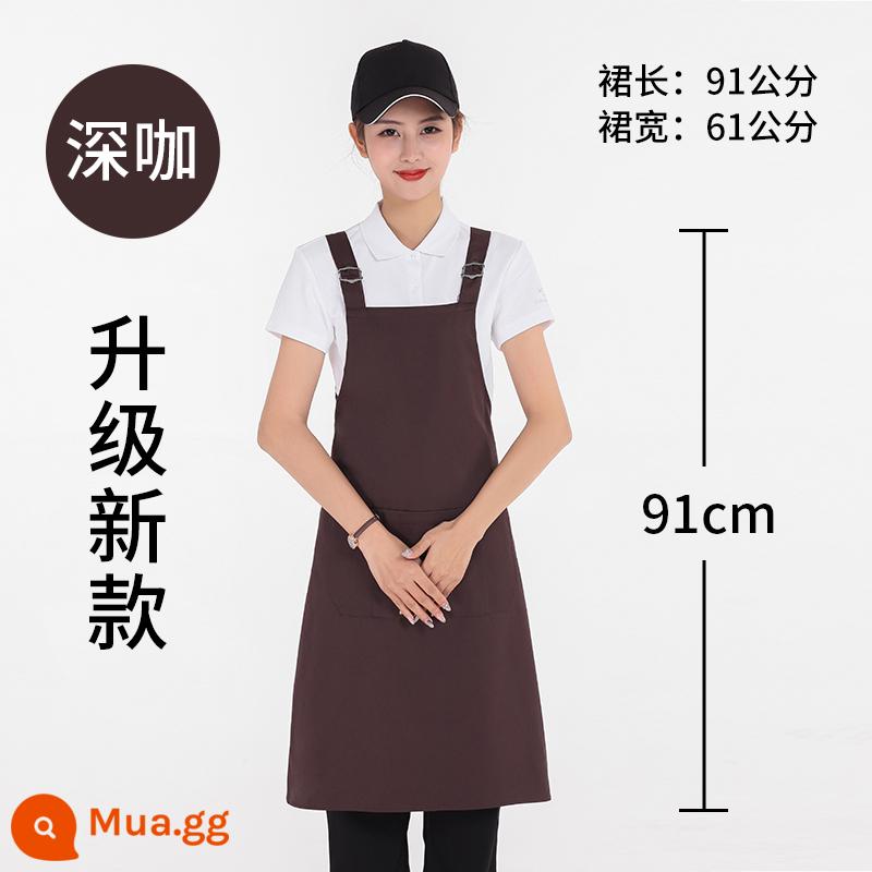 Tạp dề tùy chỉnh in logo quần áo làm việc cotton nguyên chất dành cho nữ đặt làm nhà bếp thương mại tạp dề nhà hàng chống thấm nước và dầu cho nam - 688 màu cà phê bông chống văng