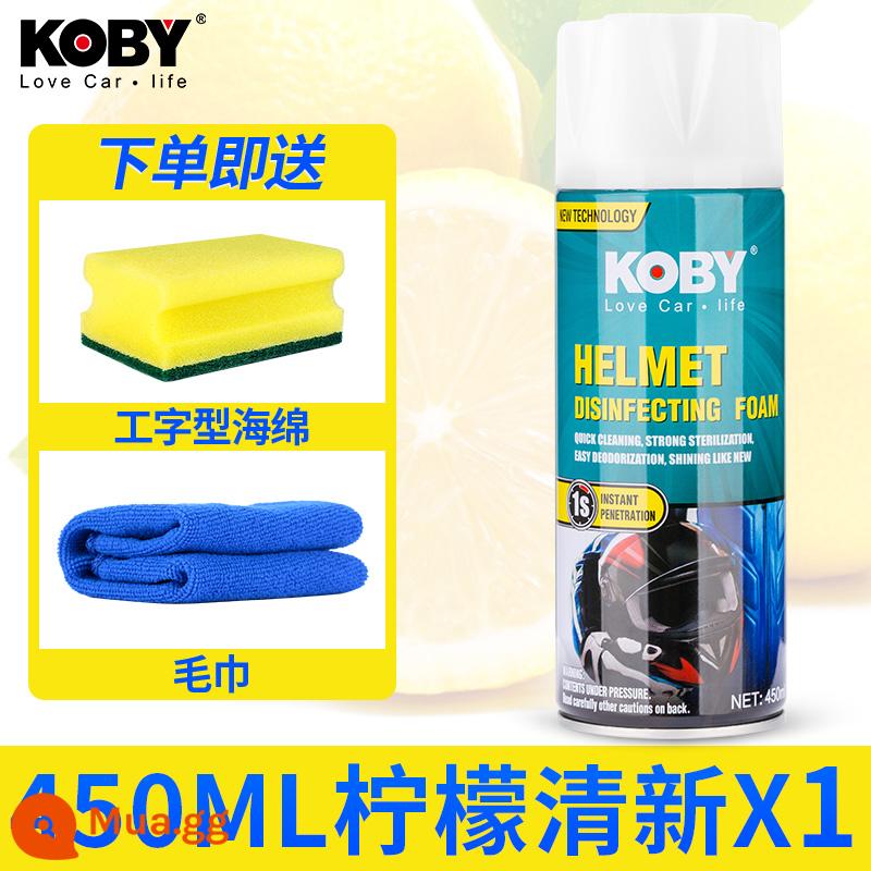 KOBY xe điện đầu máy chất làm sạch mũ bảo hiểm lót lót khử mùi bọt rửa không chất tẩy rửa khử mùi - [Chanh Tươi] 1 chai 450ML [dùng được 10 lần]