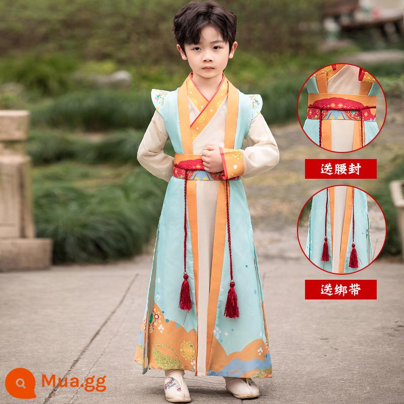 Hanfu Bé Trai Và Bé Gái Trang Phục Cổ Xưa 2023 Đồng Phục Học Sinh Trung Quốc Mới Cho Trẻ Em Trang Phục Biểu Diễn Tết Trung Thu Phong Cách Cổ Xưa Bộ Đồ Mùa Thu Siêu Cổ Tích - Phong cách Ranhua-men (có dây đeo + đai)