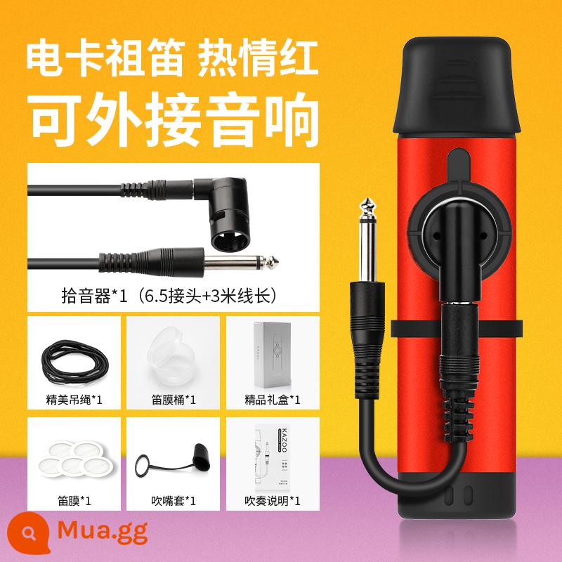 Metal kazoo saxophone chơi nhạc cụ kazoo cao cấp chuyên nghiệp nhập khẩu dành cho trẻ em mà không cần học - Kèn kazoo điện [China Red] có thể kết nối với loa