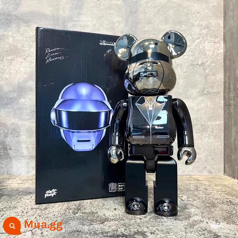 Bearbrick400% Bạo Lực Gấu Vật Trang Trí Đế Núi Rỗng Các Khối Xây Dựng Gấu Bầu Trời Đầy Sao Qianqiu Bắn Mực Phòng Khách Búp Bê Búp Bê - nhạc punk bạc