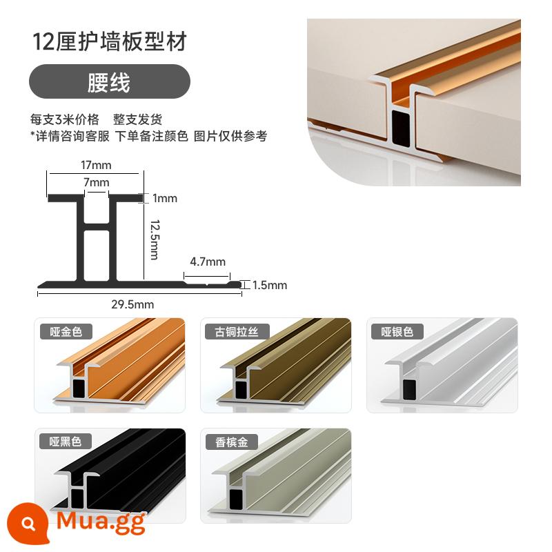 Tấm ốp tường 12 mm đường đóng cửa gỗ veneer dải trang trí hợp kim nhôm dải viền nhấn dải vòng eo hình chữ I ốp chân tường - Vòng eo 12cm 3m/cái (ghi chú màu sắc)