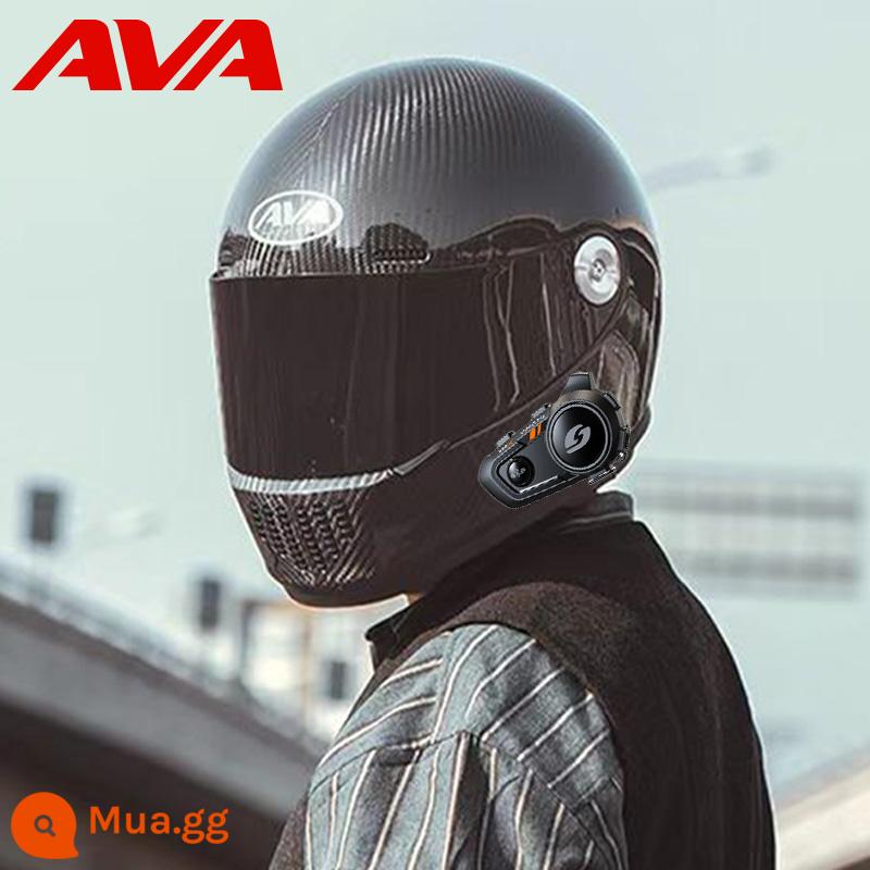 AVA Triều Đại sợi carbon mũ bảo hiểm xe máy toàn mặt sợi thủy tinh nam nữ mùa đông xe máy retro mũ bảo hiểm hành trình 3C - Sợi carbon Dynasty với tai nghe Bluetooth 9X (ống kính trong suốt mặc định)