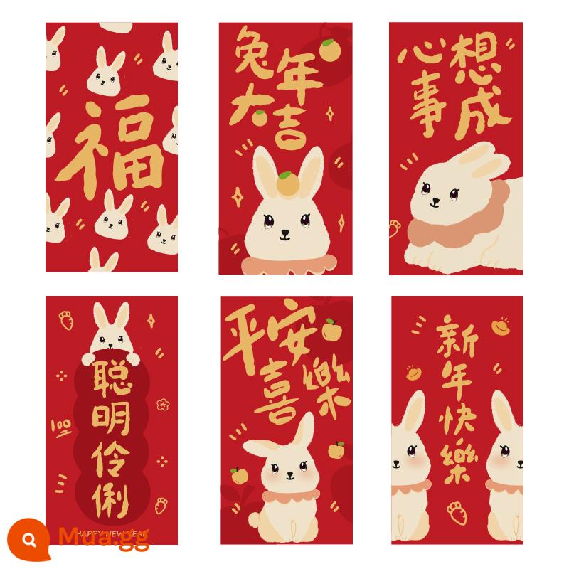 Thỏ may mắn Năm mới 2023 Lễ hội mùa xuân Phim hoạt hình Túi phong bì màu đỏ Ping An Happy Rabbit Year May mắn dễ thương Con giáp Trung Quốc Rishi Feng - Khăn Thỏ (6 hình phối kiểu)