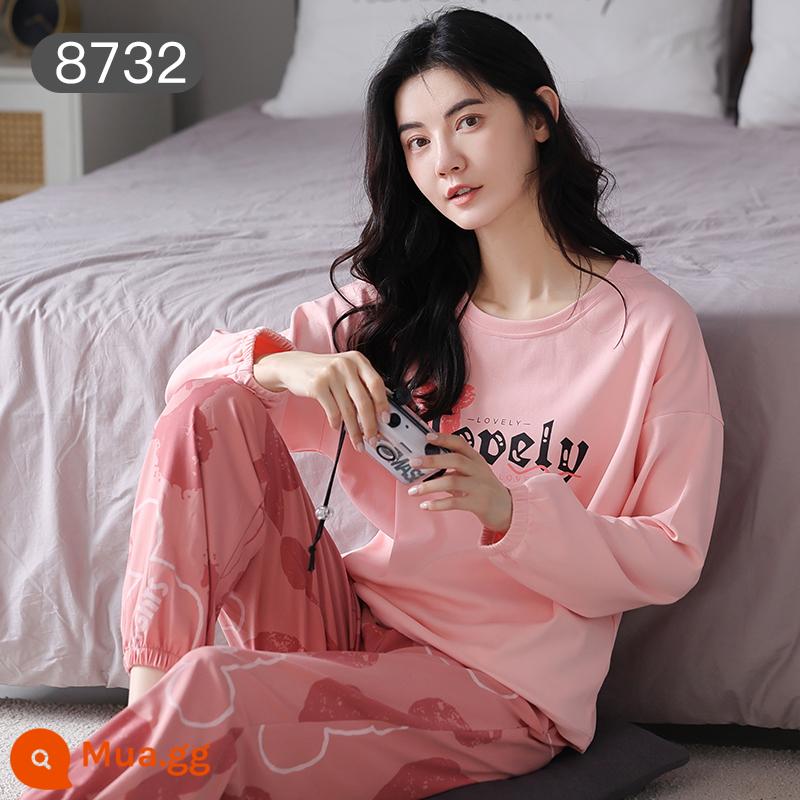 Bộ đồ ngủ Catman nữ cotton xuân thu quần dài tay có thể mặc bên ngoài Bộ đồ mặc ở nhà 100% cotton phong cách mới 2023 - Truyện cổ tích hồng [Bộ đồ dài tay 100% cotton]