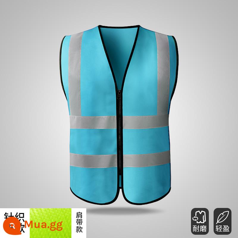 Áo vest an toàn phản quang quần áo giao thông công trường xây dựng vest vệ sinh huỳnh quang quần áo làm việc công nhân Huang Xiaxia nam tùy chỉnh - Điều khoản vai--Xanh nhạt