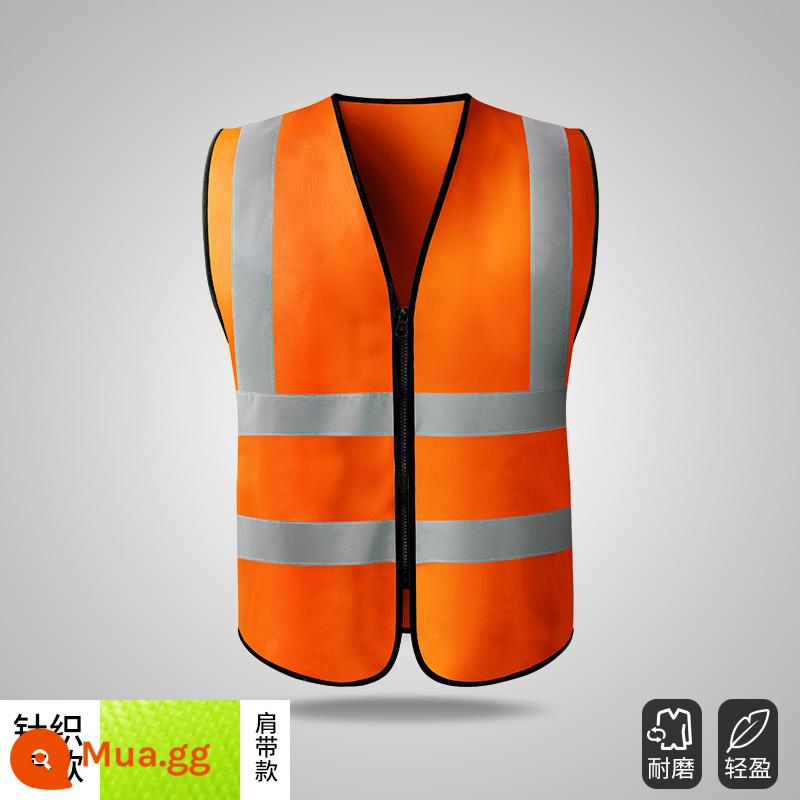 Áo vest an toàn phản quang quần áo giao thông công trường xây dựng vest vệ sinh huỳnh quang quần áo làm việc công nhân Huang Xiaxia nam tùy chỉnh - Điều khoản vai--Cam