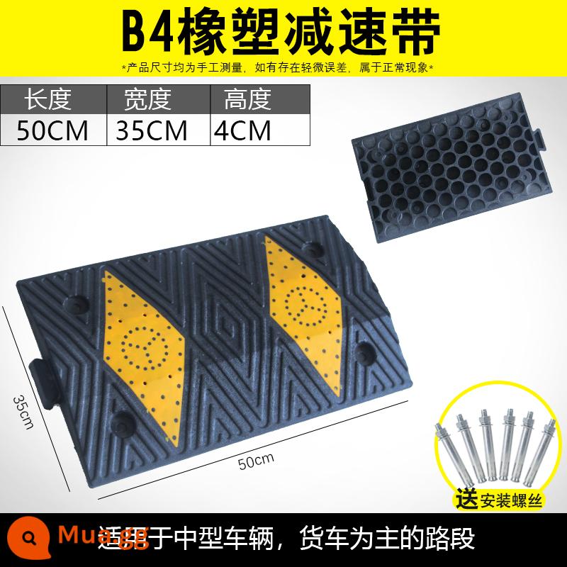 Giảm Tốc Vành Đai Tốc Độ Tấm Dốc Đường Nhà Đường Đoạn Cao Su Thép Đúc Dày Ô Tô Đệm Đai Giới Hạn Tốc Độ Sườn Núi - Cao su và nhựa 4cm - Bảo hành 2 năm