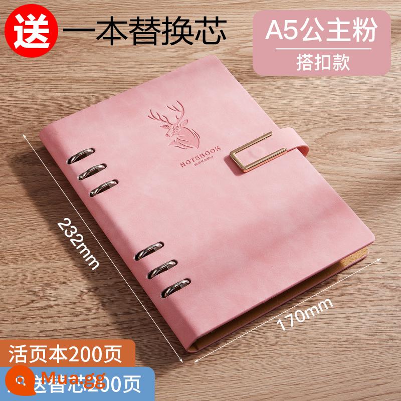 Sổ rời a5 sổ ghi chép siêu dày đơn giản trong gió kỳ thi tuyển sinh sau đại học b5 notepad văn phòng kinh doanh công việc có thể tháo rời sổ ghi chép hội nghị nhật ký nghệ thuật sinh viên đại học logo có thể in tùy chỉnh - [A5/400 trang] Khóa hồng/tặng thêm 1 lõi thay thế