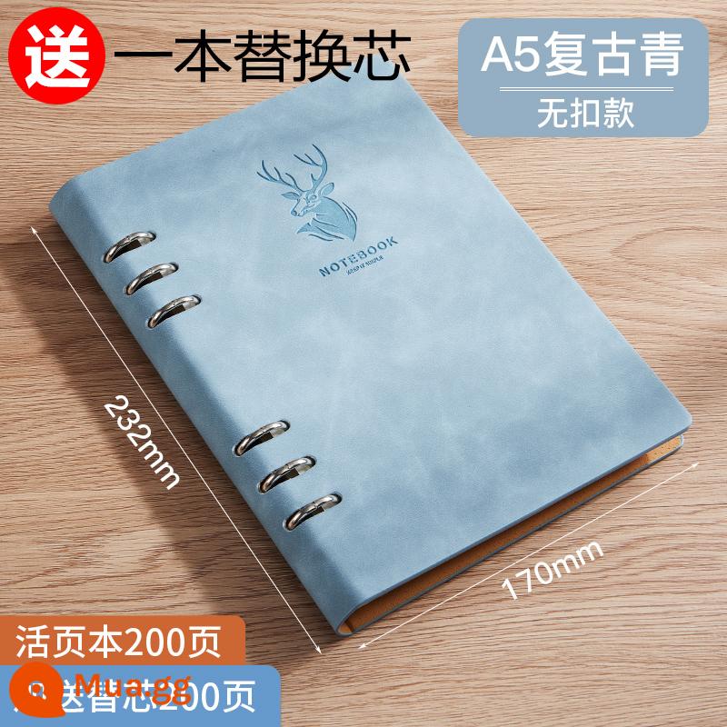 Sổ rời a5 sổ ghi chép siêu dày đơn giản trong gió kỳ thi tuyển sinh sau đại học b5 notepad văn phòng kinh doanh công việc có thể tháo rời sổ ghi chép hội nghị nhật ký nghệ thuật sinh viên đại học logo có thể in tùy chỉnh - [A5/400 trang] Màu xanh - không khóa/tặng thêm 1 lõi thay thế