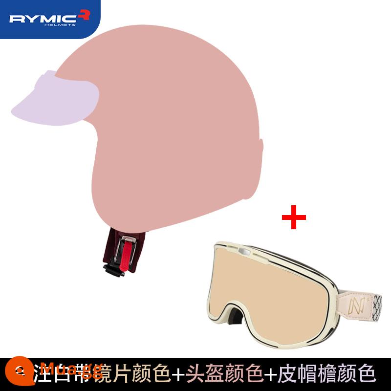 RYMIC 3C được chứng nhận xe máy Harley Retro bluetooth xe máy Mũ bảo hiểm nửa mùa đông đa năng cho nam và nữ - Lưu ý: Màu tròng kính đai trắng + màu mũ bảo hộ + màu vành da