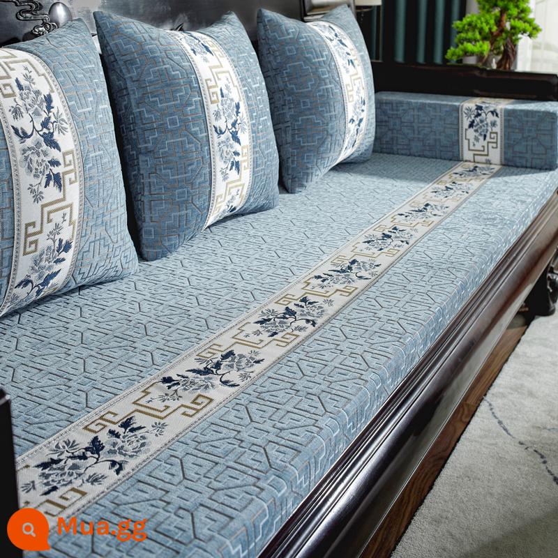 Đệm sofa bằng gỗ rắn đệm dày đệm mùa đông - xanh xám trẻ trung