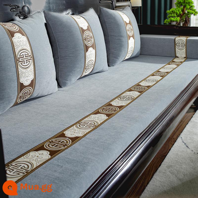 Đệm sofa bằng gỗ rắn đệm dày đệm mùa đông - Màu xanh xám tuyệt đẹp