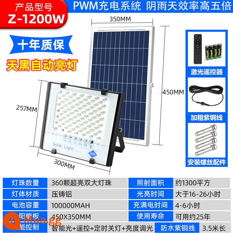 Đèn năng lượng mặt trời led gia đình ngoài trời sân vườn siêu sáng công suất cao cảm biến chống thấm nước chiếu sáng ngoài trời lũ lụt ánh sáng - M-1200W+360 hạt đèn phòng khách siêu sáng+điều khiển ánh sáng thông minh+điều khiển từ xa