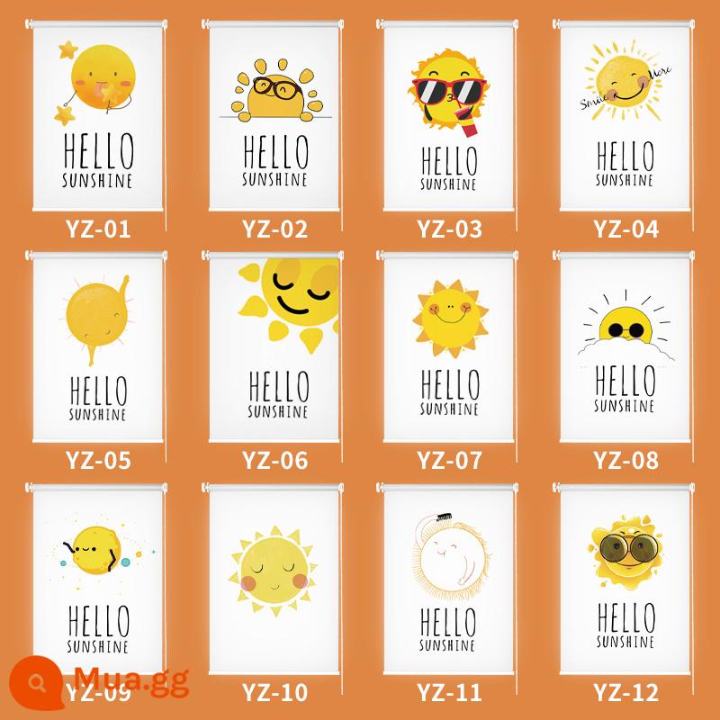Phòng trang điểm phòng tắm nhà vệ sinh con lăn mù rèm cửa sổ kéo bóng râm bóng che nắng mái hắt miễn phí đục lỗ lắp đặt - Rèm cuốn in [dày 38 cực]-Mặt Trời Nhỏ 01