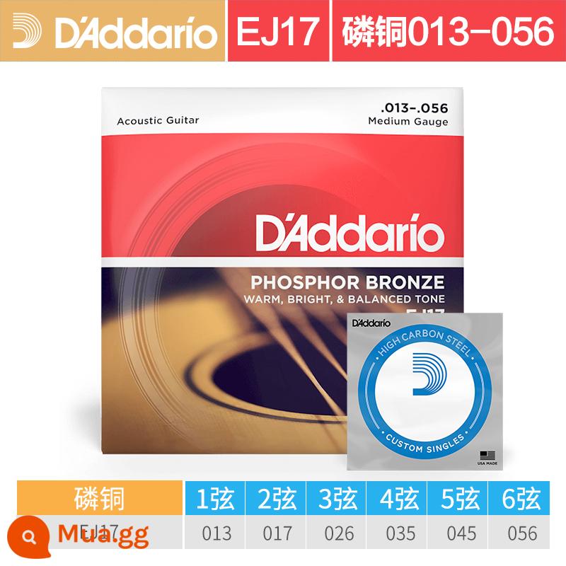 Dây đàn guitar acoustic dân gian D'Addario do Mỹ sản xuất trọn bộ dây đàn guitar đồng phốt pho EJ16 Bộ 6 dây đàn EZ910 - EJ17 _ Phosphor Bronze (13-56) + 1 dây gốc