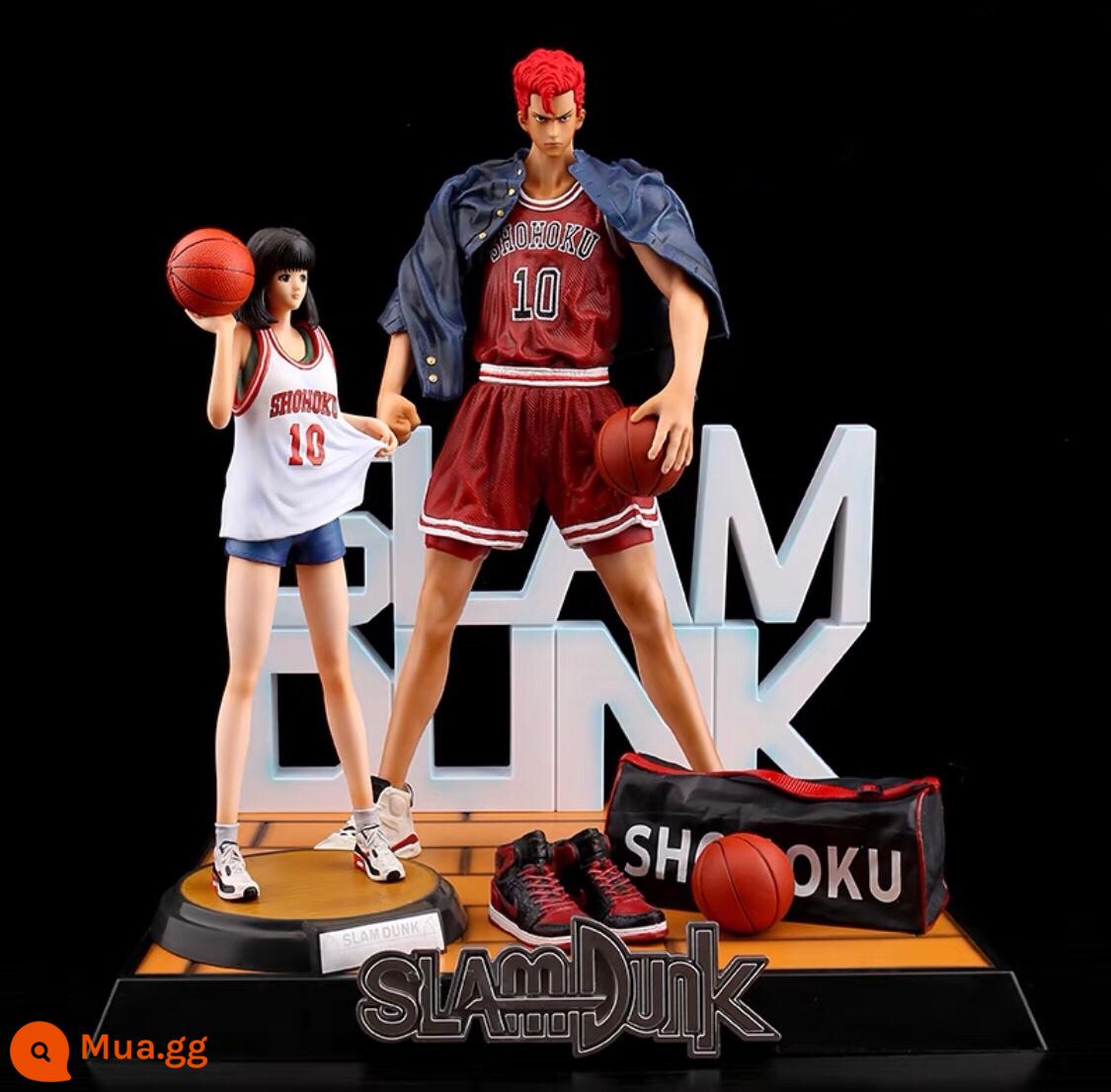 Slam Dunk GK Sakuragi Đường Hoa Cảnh Phiên Bản 1:1 Rukawa Phong Mô Hình Trang Trí Anime Ngoại Vi Bé Trai Quà Tặng Ngày - Phiên bản cảnh gỗ hoa anh đào + Haruko [cao khoảng 33cm] điêu khắc hai đầu