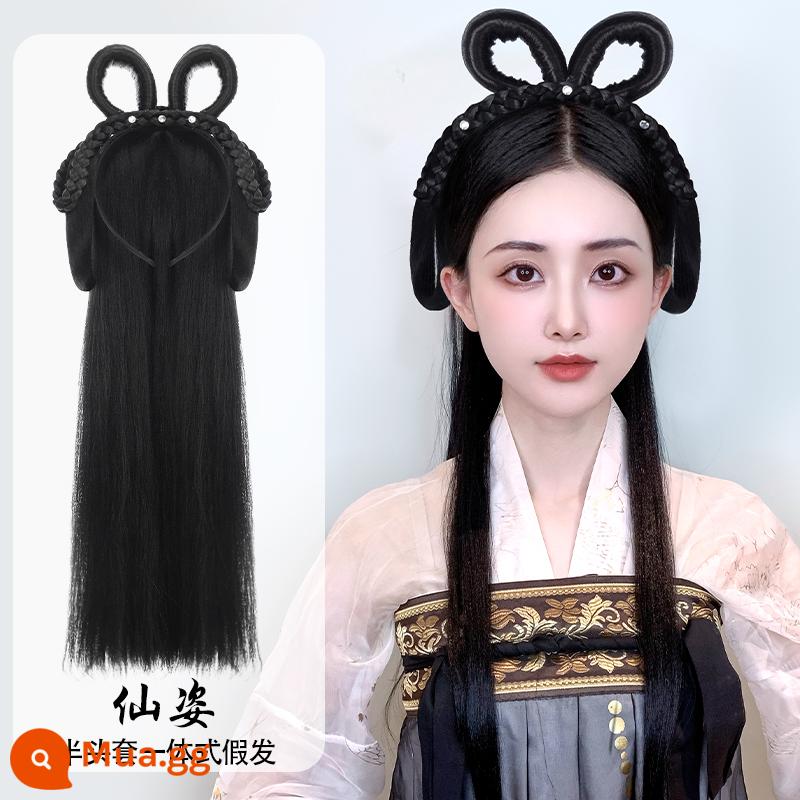 Trang phục cổ xưa Bộ tóc giả Hanfu một mảnh băng đô lười biếng trùm đầu theo phong cách cổ xưa tạo kiểu tóc cho người mới phù hợp với búi tóc - Băng đô tất cả trong một Xianzi