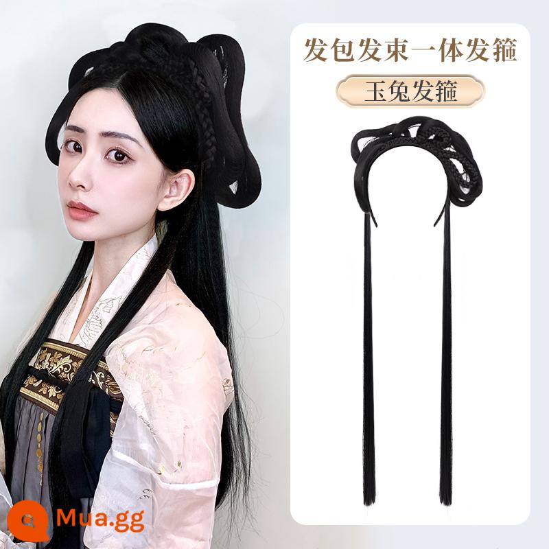 Trang phục cổ đại Hanfu tóc giả một mảnh băng đô lười túi tóc giả kiểu cổ búi tóc nữ món ăn hàng ngày tóc xoắn túi hàng tóc - Thỏ Ngọc-[Phong cách búi tóc]