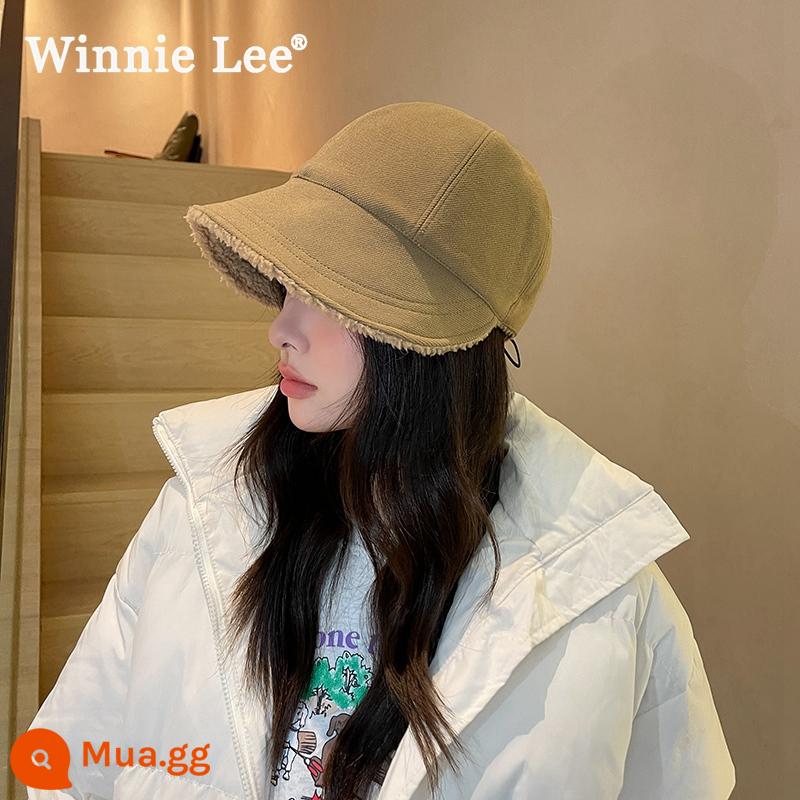 Winnie Lee Hat Hat Girl vào Autumn and Winter, lạnh -chống lạnh, ấm áp và nhung xe đạp đội bóng chày đa năng - Mẫu lưỡi vịt viền giữa nhung, màu kaki