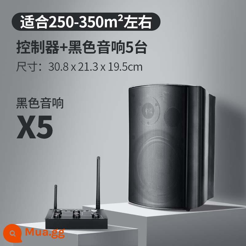 Âm thanh không dây treo tường Loa Bluetooth dành riêng cho cửa hàng bao quanh phòng ăn thanh thương mại phòng khiêu vũ phòng hội nghị - Bộ điều khiển nâng cấp + 5 loa màu đen