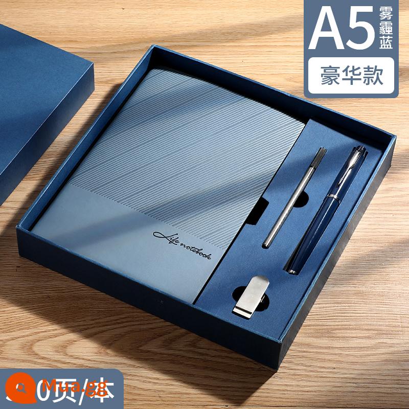 Sổ tay dày có logo tùy chỉnh văn phòng kinh doanh 2023 notepad sổ ghi chép hội nghị công việc a5 phong cách cổ điển có giá trị cao màu trơn da mềm nhật ký đơn giản cuốn sách cao cấp tinh tế làm theo yêu cầu - Bộ sưu tập và túi quà tặng mua hàng màu xanh lanh [Hộp quà sang trọng]