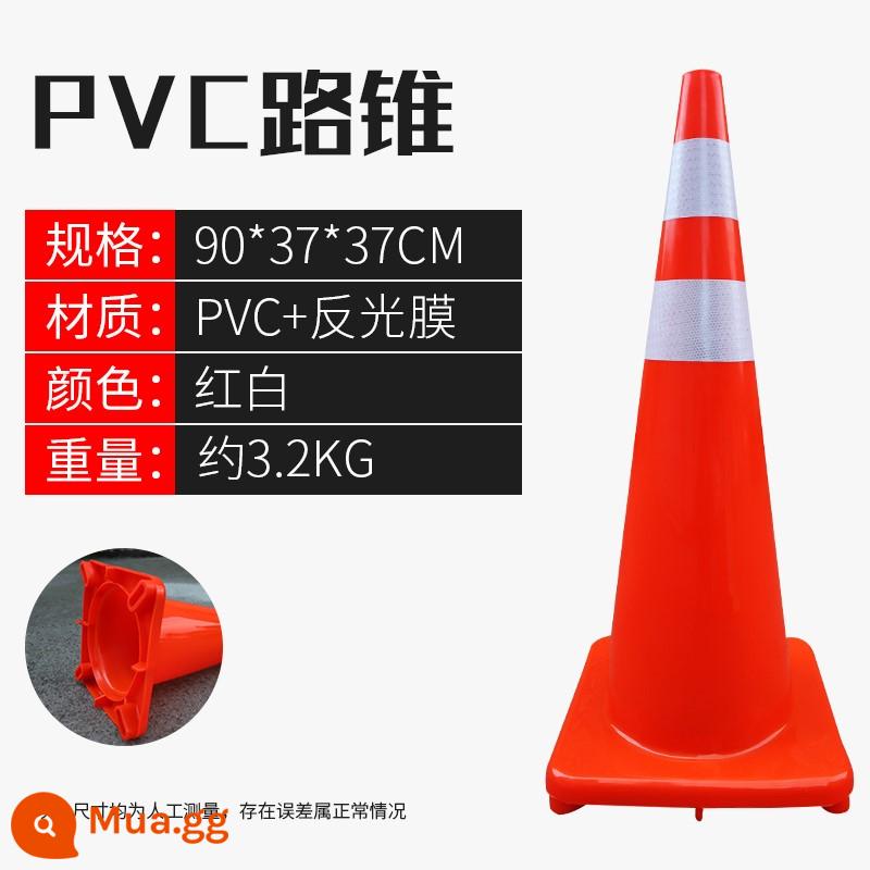 Hình nón đường bằng cao su PVC hình nón phản quang thùng kem không có chướng ngại vật đỗ xe cột cảnh báo hình tam giác an toàn Mẫu hình nón kem - Nón đường PVC 90CM màu đỏ