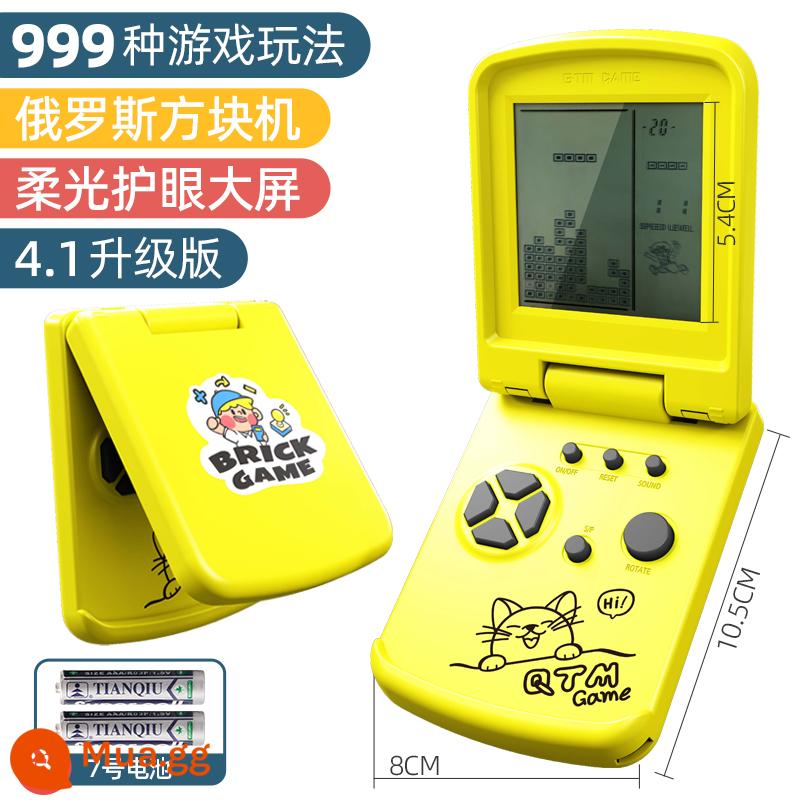 2023 máy chơi game cầm tay mới dành cho trẻ em retro arcade tuổi thơ hoài cổ Tetris đôi mini nhỏ cầm tay đua xe tăng tiểu học nam nữ quà tặng ngày đầu năm - Máy chơi game gấp giải nén bỏ túi phiên bản nâng cấp màu vàng 999 trò chơi