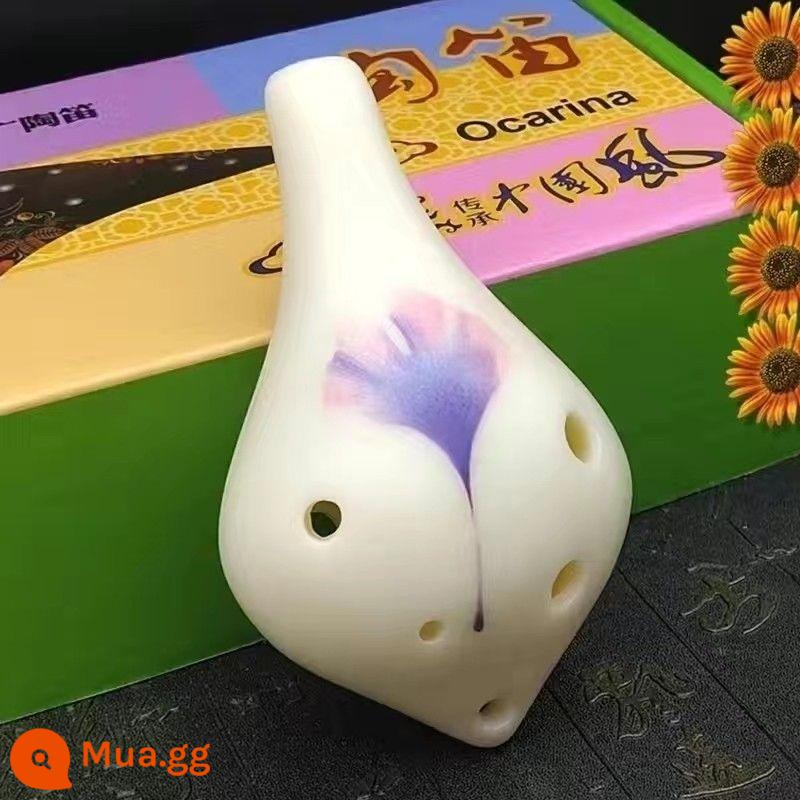 Sinh viên chống rơi 6 lỗ ocarina alto C tông nhựa nhựa AC người mới bắt đầu nhựa 6 lỗ phụ kiện miễn phí vận chuyển nhạc cụ - Nhựa miệng dài 6 lỗ tông màu AC sơn lá bạch quả, sáo trần không kèm phụ kiện