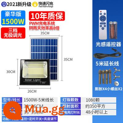 Đèn năng lượng mặt trời chiếu sáng sân vườn công suất cao 1000 watt nông thôn mới một kéo hai đèn đường gia đình đèn ngoài trời chống nước - 1500 watt [chiếu sáng thực tế 360 mét vuông] 1080 hạt đèn +