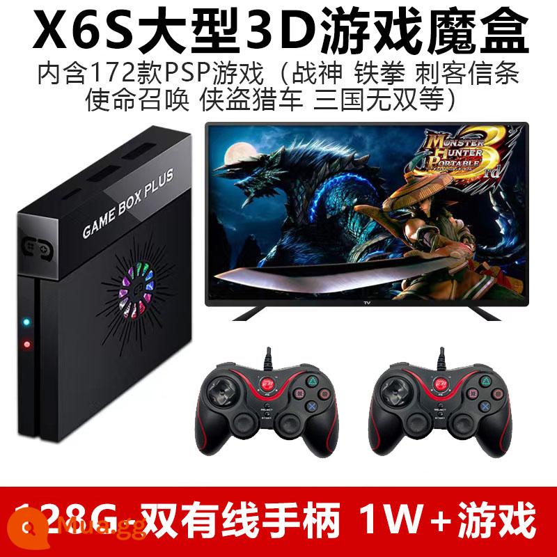 Máy chơi game tay cầm tại nhà kết nối với tivi 3D box psp hoài cổ FC HD 4k King of Fighters đua xe God of War - [Phiên bản hàng đầu X6S]-128G+Bộ điều khiển có dây kép