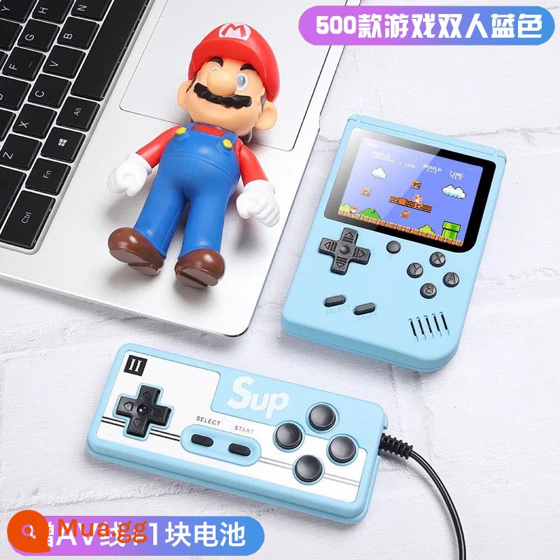 Lòng bàn tay sup mới phủ cổ tay cầm đôi máy chơi game cổ điển hoài cổ độc lập sạc pin PSP cũ Super Mario máy rung đơn mini nhỏ cầm tay cùng loại máy chơi game cầm tay trẻ em - Macaron SUP {500 Games} Double Blue + Cáp AV 3 mét