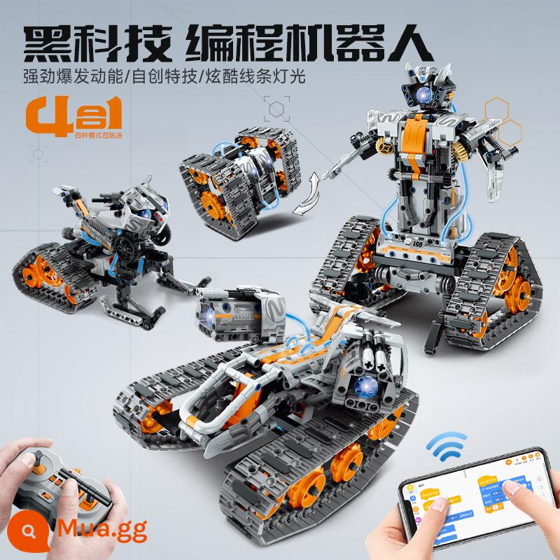 Đầu Lập Trình Robot Khối Xây Dựng Xếp Hình Trẻ Em 6-10-13 Tuổi Lắp Ráp Đồ Chơi Bé Trai Quà Tặng Sinh Nhật - Robot + Xe laze + Xe máy đóng thế + Túi quà tặng miễn phí Xe tăng đóng thế