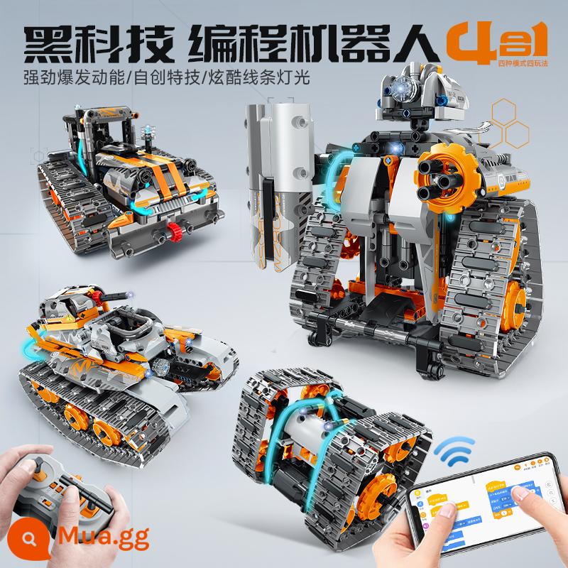 Đầu Lập Trình Robot Khối Xây Dựng Xếp Hình Trẻ Em 6-10-13 Tuổi Lắp Ráp Đồ Chơi Bé Trai Quà Tặng Sinh Nhật - Robot + Xe tăng + Xe đóng thế + Túi quà miễn phí cho Xe kỹ thuật