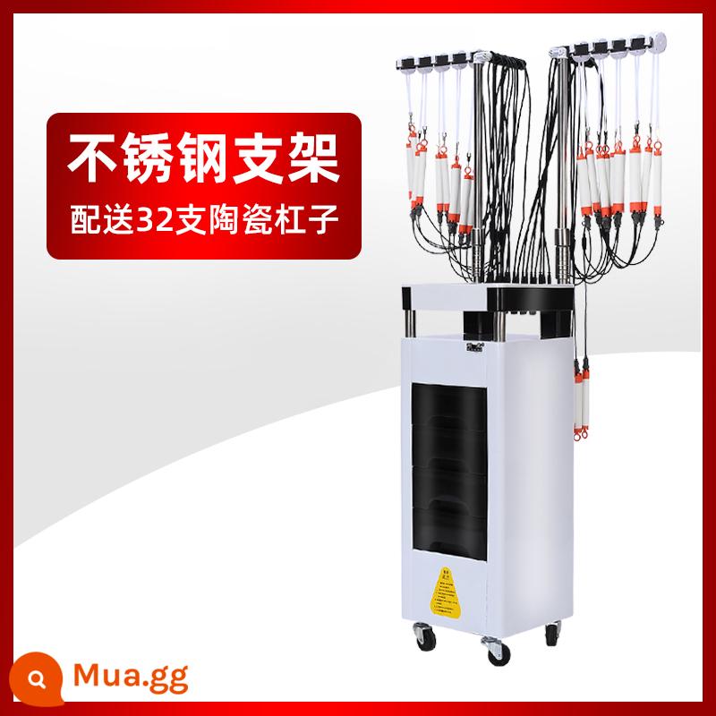 Mới 24V Nhiệt Độ Không Đổi Máy Uốn Tóc Salon Làm Tóc Thông Minh Nóng Uốn Cơ Chế Kundian Kỹ Thuật Số Máy Gốm Sứ Kép uốn Máy - Máy gốm trắng 32 đầu + 32 cần gạt + 16 hộp quản lý cáp