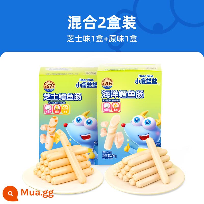 Little Deer Blue Cod Xúc xích 300g Kho báu trên mỗi hộp 20 Deep Ocean Treasure Snack Fish và Thịt ruột Dinh dưỡng Ham Xúc xích Ham - [Hương vị hỗn hợp] Xúc xích cá tuyết nguyên chất 300g * 1 hộp + hương vị phô mai 300g * 1 hộp [Tổng cộng 40 miếng]