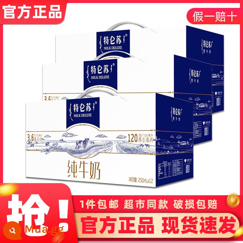 [3 đề cập] Sữa nguyên chất Mengniu Deluxe 250mL × 12 gói nguyên hộp đợt đặc biệt bữa sáng bổ dưỡng dành cho học sinh - [3 hộp] Sữa nguyên chất cao cấp 12 hộp