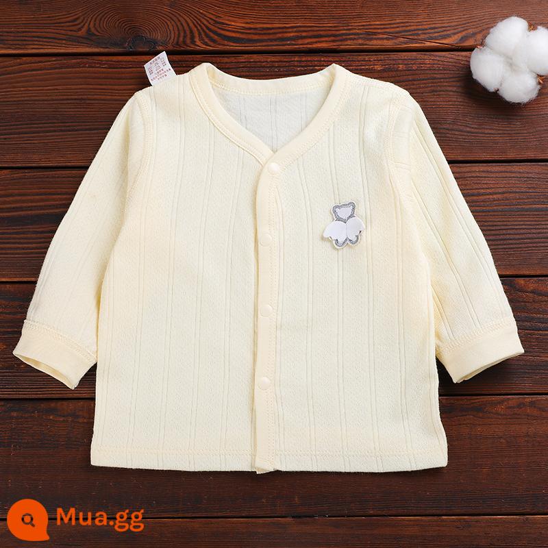 Bé Sơ Sinh Quần Lót Top Nguyên Chất Cotton Xuân Thu Đông Thu Đông Quần Áo Vệ Sinh Quần Folio Đơn Mảnh Lớp Đế Bộ Đồ Ngủ Mới - C8 sọc dọc màu vàng