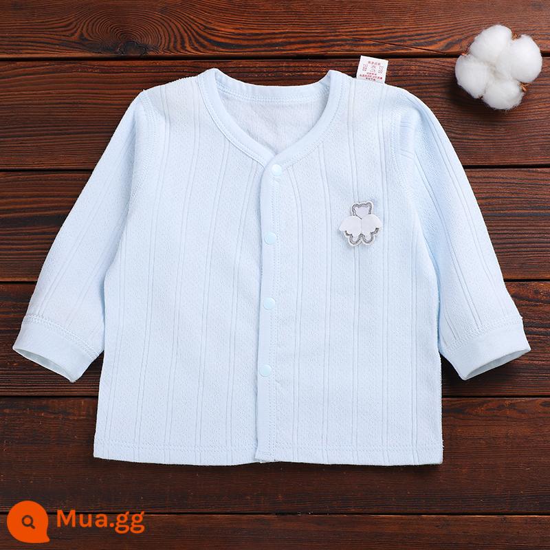 Bé Sơ Sinh Quần Lót Top Nguyên Chất Cotton Xuân Thu Đông Thu Đông Quần Áo Vệ Sinh Quần Folio Đơn Mảnh Lớp Đế Bộ Đồ Ngủ Mới - C8 sọc dọc màu xanh