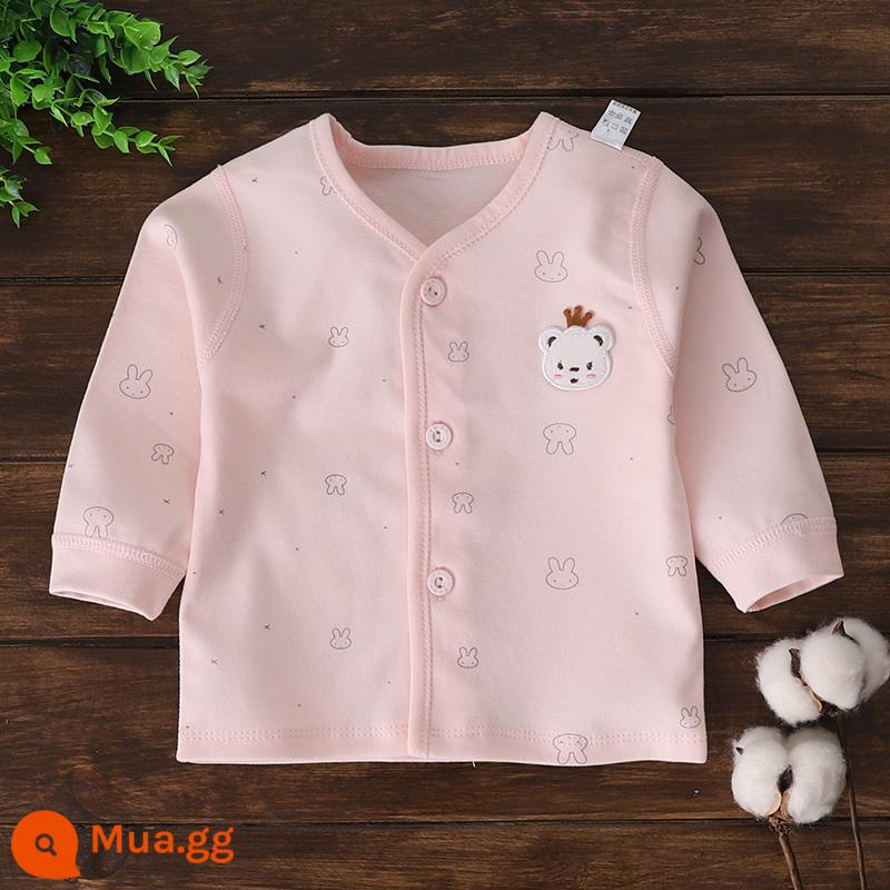 Bé Sơ Sinh Quần Lót Top Nguyên Chất Cotton Xuân Thu Đông Thu Đông Quần Áo Vệ Sinh Quần Folio Đơn Mảnh Lớp Đế Bộ Đồ Ngủ Mới - Bột đầu thỏ C2